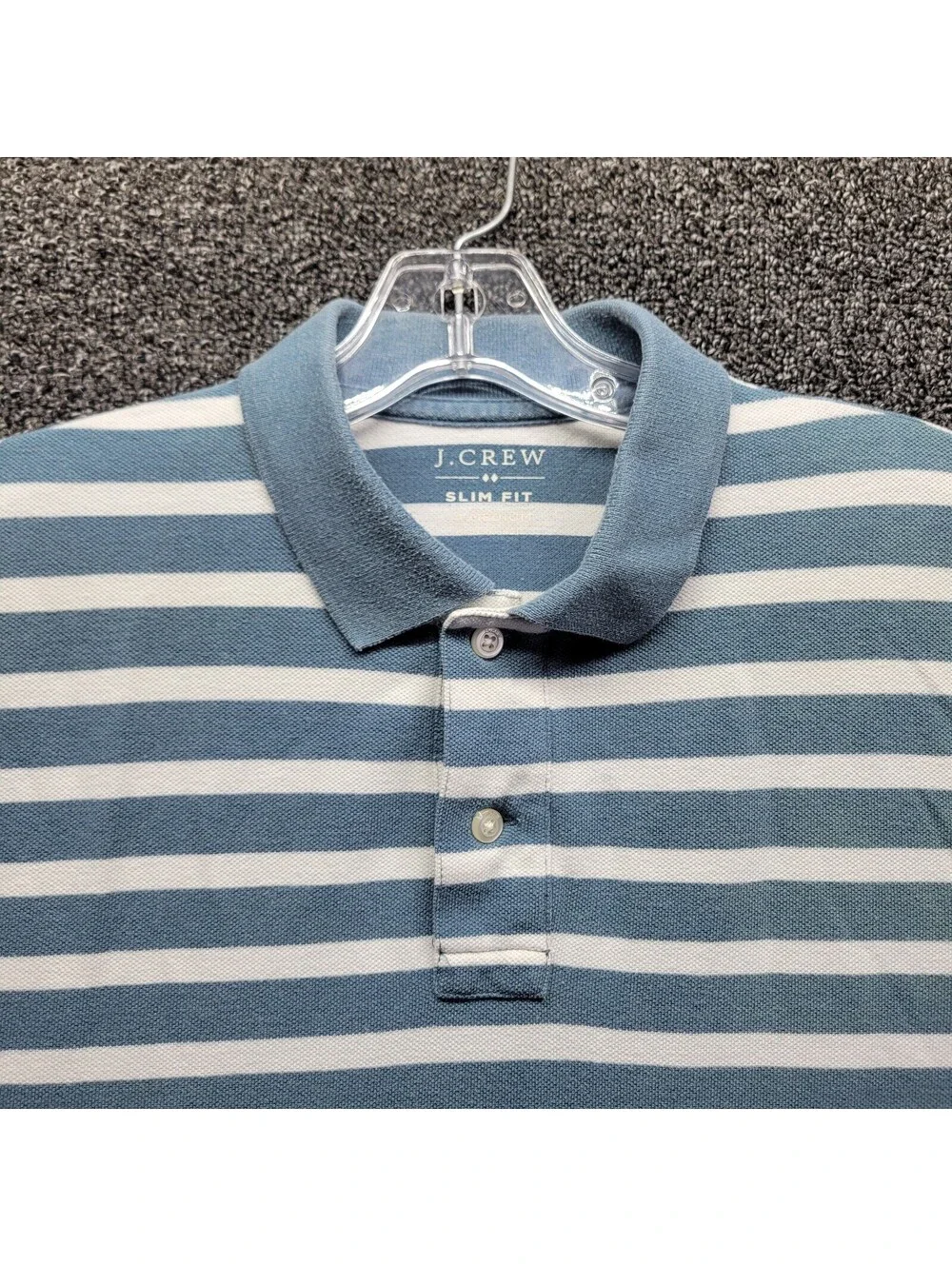 J Crew Men's Sz M Slim Fit Puple Stripe Polo Shirt